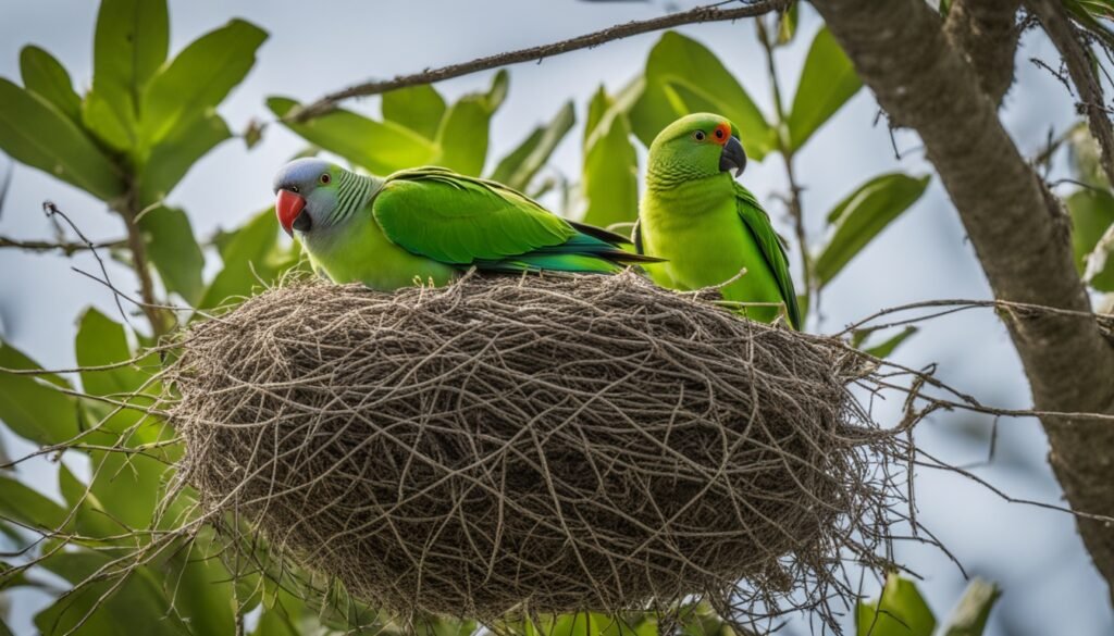 Monk parakeet nest on utility infrastructure